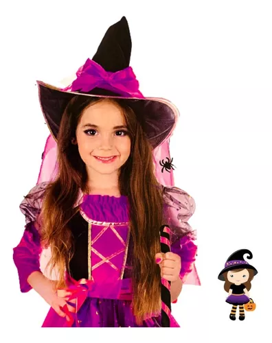Trajes de bruxa de Halloween |Conjunto Deluxe de fantasia de bruxa de  Halloween, vestido e chapéu para meninas - adereços de máscaras de cosplay  de
