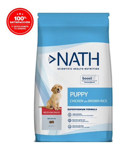 Nath Puppy Medium Maxi Sabor Pollo Y Arroz Integral 3 Kg