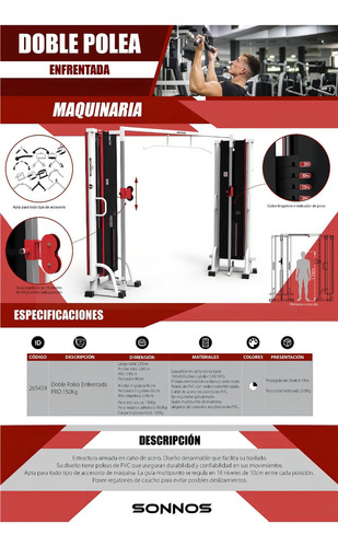 Máquina de polia dupla Sonnos Total Body Gym