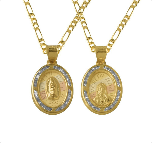 Hermosas Medallas Nuestra Boda Oval Oro 10k + Cadena Msi