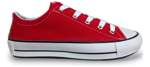 Zapatillas De Lona Blanco / Rojo / Negro - Talles 34 Al 38