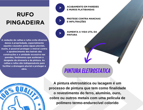 Kit Rufo Pingadeira Preto P/ Muro Com 10 Cm 4 Pçs X 2 Metros