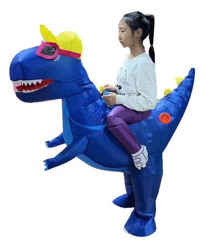 Disfraz Inflable De Dinosaurio Con Jinete, Modelo 19