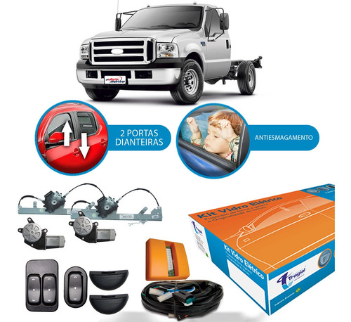 Kit Vidro Elétrico Ford F-350 2000 A 2015 2 Portas Tragial