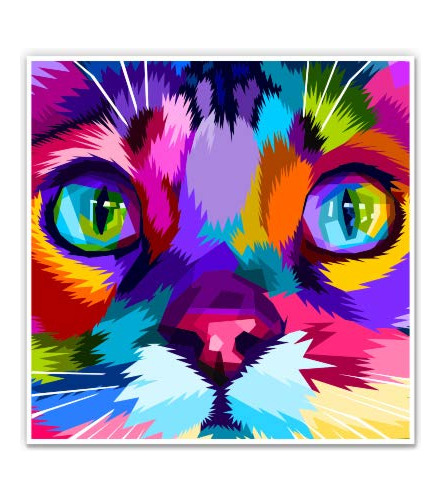 Colorido Del Gato Del Estilo Del Arte Pop Pegatina De V...