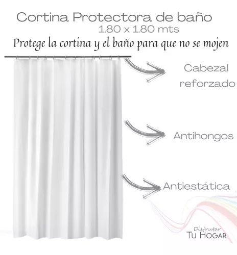 Cortina Baño Ducha Tela Bordada Lavable + Protector