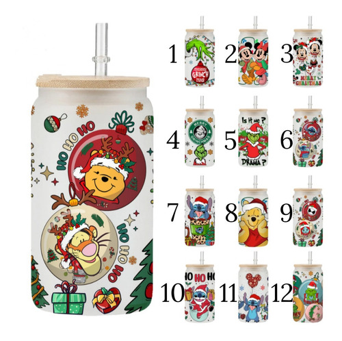 Vaso Con Popote Navideño 