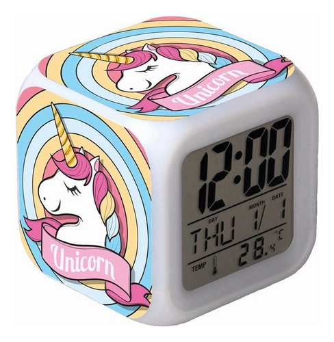Reloj Despertador Digital Con Diseño De Unicornio Para Niños