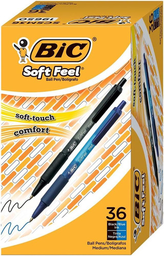 Bolígrafos Retráctiles Bic Soft Feel De Varios Colores,...