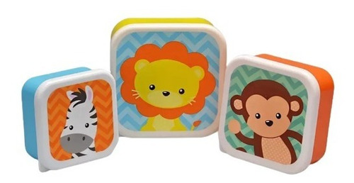 Set X3 Tupper Con Tapa Animalitos Buba/quo