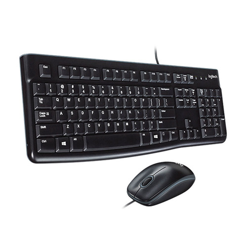 Kit de teclado y mouse Logitech MK120 Español Latinoamérica de color negro