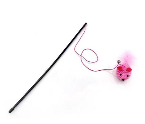 Juguete Para Gato Palo Y Ratón Con Cascabel Plumas
