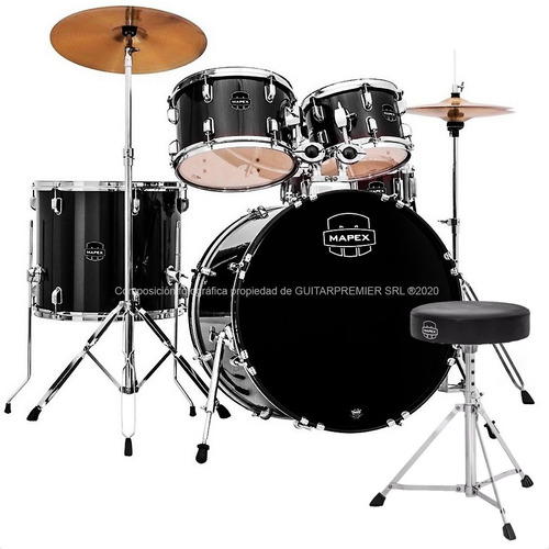 Bateria Acustica Krest 5cpos Fierros Platos Banqueta Adulto