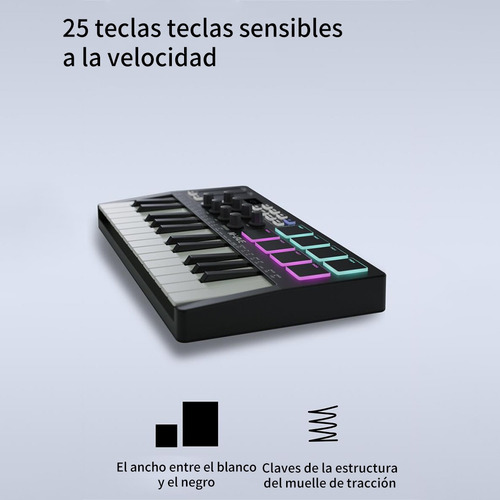 Controlador De Teclado Midi M-vave Smk-25 Portátil