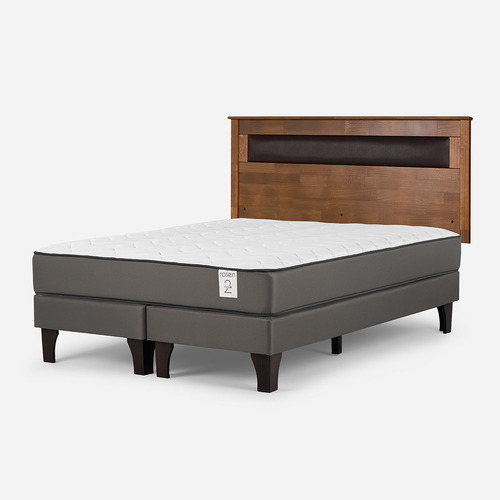 Cama Europea New Style 2 Plus King + Respaldo Ferrara Choco