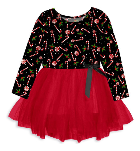 Vestido De Navidad Para Niñas Pequeñas Con Estampado De Bast