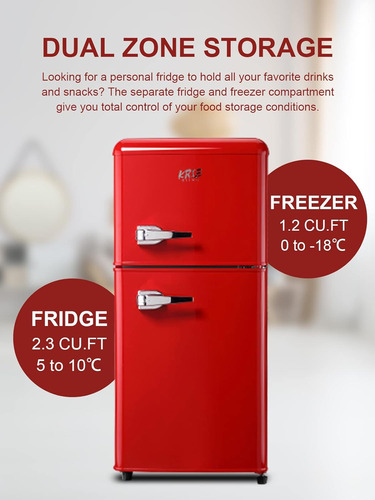Krib Bling Refrigerador De 3.5 Pies Cúbicos De 2 Puertas Y 7