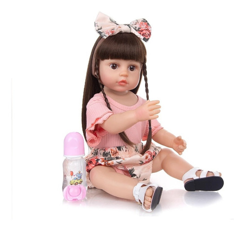 Reborn Doll Muñeca Bebe Real Cabello Largo 50 Cm