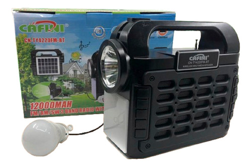 Kit Solar Con Parlante Lampara Linterna Camping 12000mah