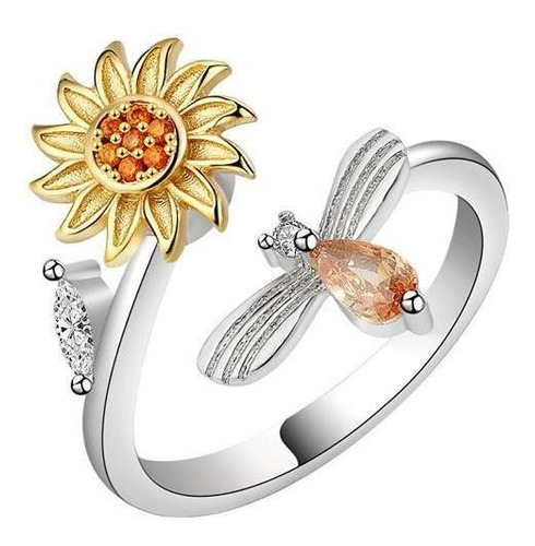 Fidget Spinner Ring Anel De Ansiedade De Zircônia Cúbica Gir