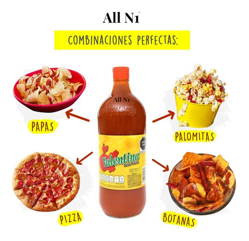 Imagen 2 de 6 de Salsa Valentina Amarilla 12 Botella De 1 Lt Cu