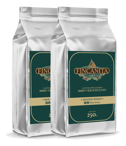 2 Pack Fincanita Café De Veracruz 2 Bolsas/250g Molido Medio