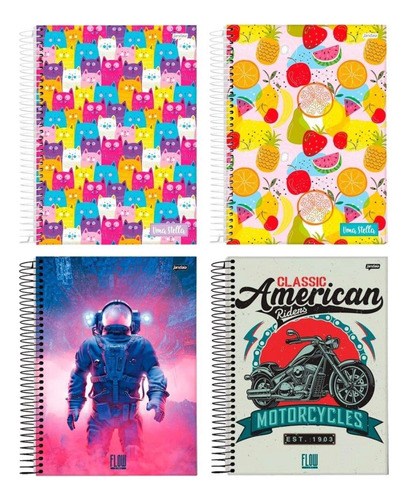 Caderno Peq. Flexível Com Espiral 80f Capa Mole Flow/stella Cor Moto
