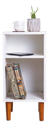 Mesa De Cabeceira Lateral Cama Quarto Madeira Retrô 60x30x30 Acabamento Fosco Cor Branco
