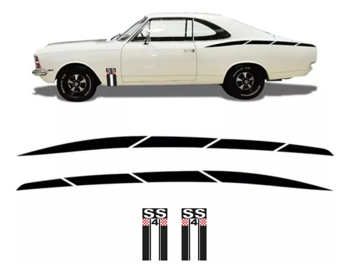 Kit Adesivo Faixa Lateral Chevrolet Opala Ss 4