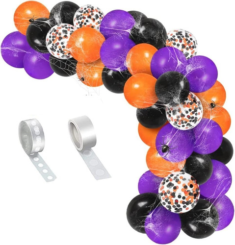 Globos Halloween Dia De Los Niños Naranja Negro Morado