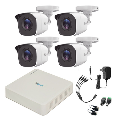 Hilook Kit de Camaras de Seguridad Video Vigilancia Modelo Kit4BP-Plus-SC 4 Cámaras CCTV Bala 1MP 720p Vision Nocturna Compatible con APP Hik-Connect