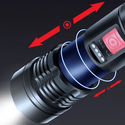 Lanterna Tática Militar T9 Led Recarregável Usb 1200 Lumens Cor da lanterna Preto Cor da luz Preto