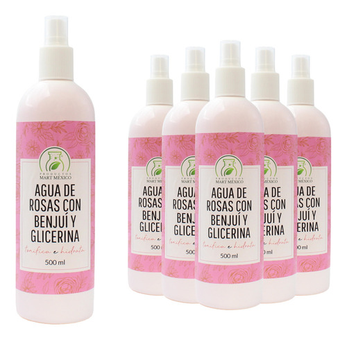 Agua De Rosas Con Benjuí & Glicerina (500ml) 6 Pack Momento De Aplicación Día/noche Tipo De Piel Todo Tipo De Piel