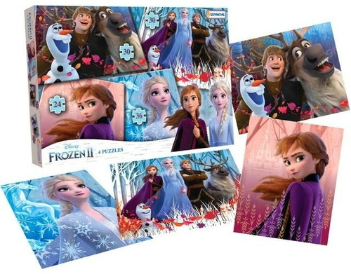 4 Puzzles Frozen Disney 24 Y 36 Piezas Tapimovil