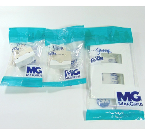 Conjunto 4x2 Interruptor 2 Teclas + Tomada Sleek Margirius