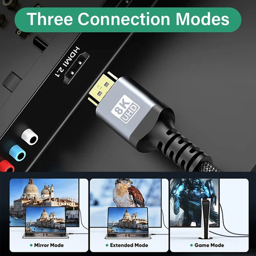 Cable Hdmi 2.1 Vídeo 8k 60hz Ultra Hd 48gbps De 2metros