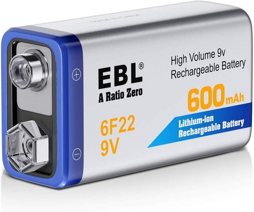 Batería Pila Recargable 9v Ebl Ion-litio 600mah