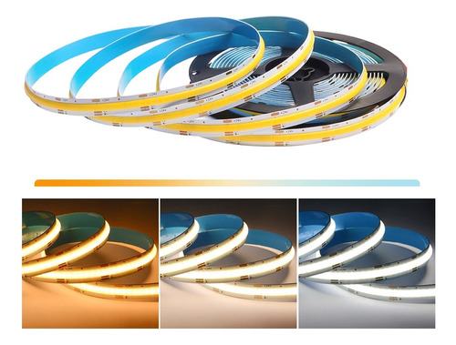 Pack 10x: Rollo De 5m Tira Led Cob Calidad Luz Contínua Casa Luz Blanco frío