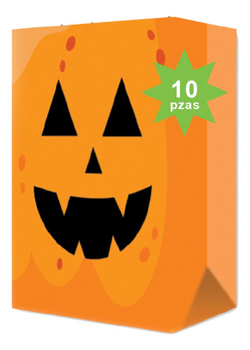 10 Bolsas De Papel Para Dulces Calabaza Halloween - Marboo1