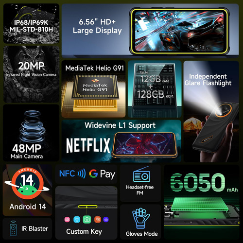 Smartphone Ulefone Armor X31 Rugged Desbloqueado De 12 Gb+128 Gb Oran