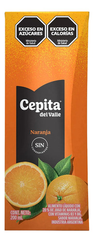 Jugo Cepita Naranja 200 Ml Pack X 6u Vitaminas C Y E Zinc