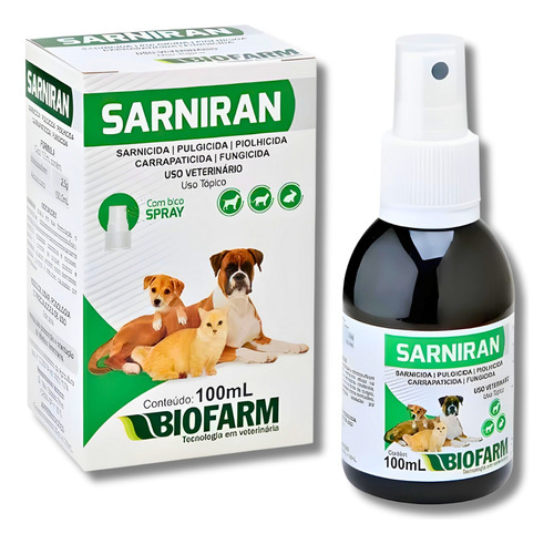 Remédio Anti Sarna P/ Cachorro, Gato E Coelho Sarniran 100ml