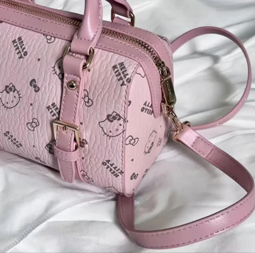 Bolsa Hello Kitty Con Correa Rosa Lisa Níquel Rosa