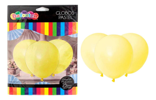 Pack 25 Globo Liso Pastel Cumpleaños Macaron Surtido 30cm R9 Color Amarillo