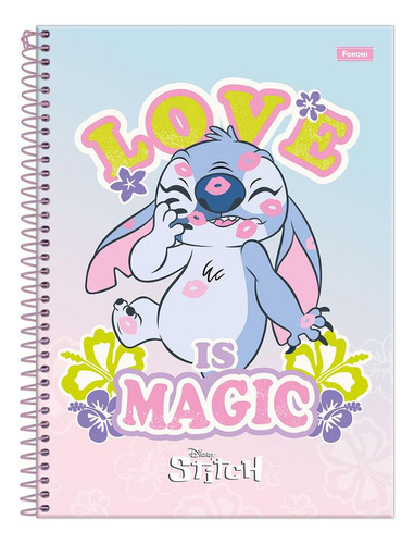 Caderno Univ 10 Matérias 160fls Stitch Love Is Magic Foroni