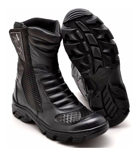 Bota Motociclista Masculina Couro Resistente Confortável Th3