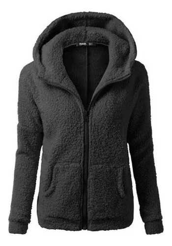 Chaqueta De Forro Polar Suave Con Capucha Para Mujer