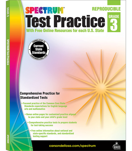 Book : Carson Dellosa Spectrum 3rd Grade Test Practice...