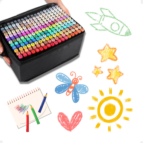 Marcador De Base De Álcool Touch Touch De Ponta Duplo Diversas Cores X 80