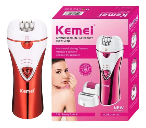 Depilador E Esfoliador Recarregavel Kemei 3 Em 1 127/220V